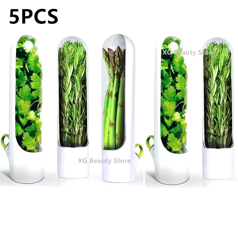 1/2/3/8PCS White Herb Saver Storage Container Fresh Herb Keeper Vanilla Vegetables Fresh Preservation Bottle for Refrigerator