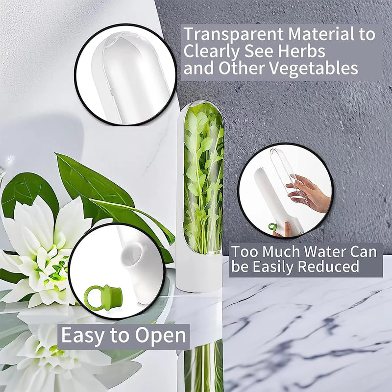 1/2/3/8PCS White Herb Saver Storage Container Fresh Herb Keeper Vanilla Vegetables Fresh Preservation Bottle for Refrigerator