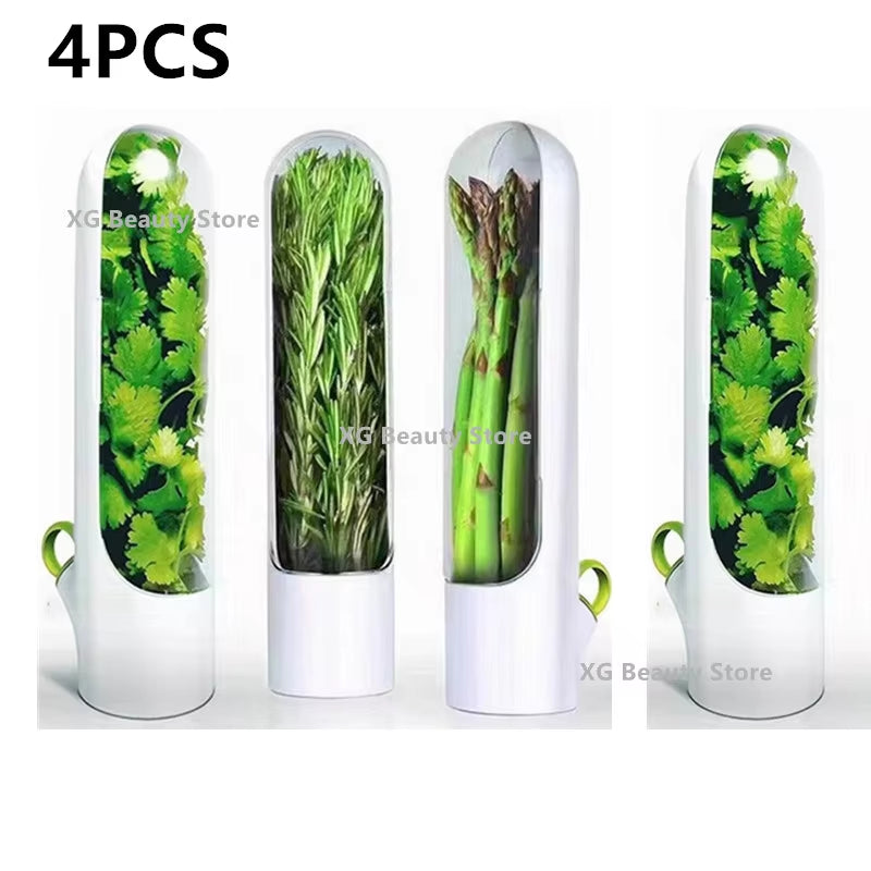 1/2/3/8PCS White Herb Saver Storage Container Fresh Herb Keeper Vanilla Vegetables Fresh Preservation Bottle for Refrigerator