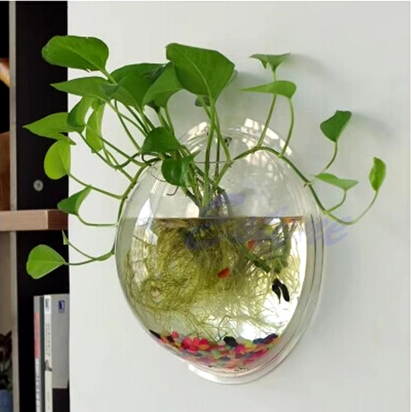 Wall Mounted Acrylic Fish Bowl Transparent Wall Hanging Fish Tank Wall Mounted Aquarium Wall Plant Pot Planter