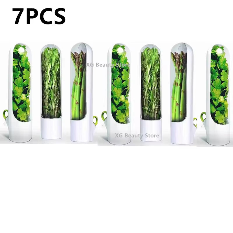 1/2/3/8PCS White Herb Saver Storage Container Fresh Herb Keeper Vanilla Vegetables Fresh Preservation Bottle for Refrigerator