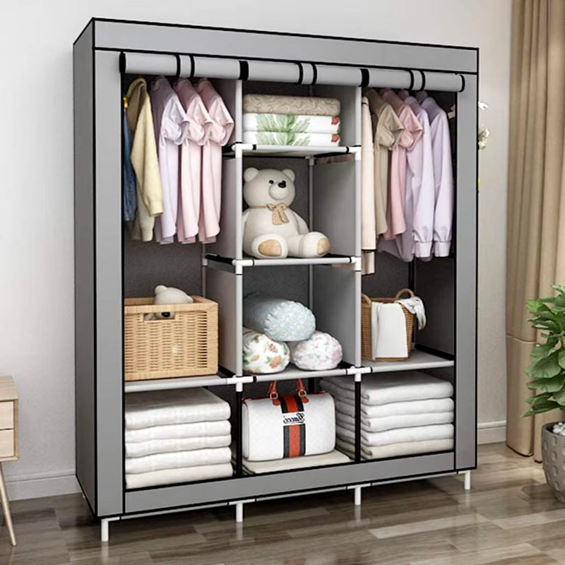 Simple Cloth Wardrobe Enlarged Open Closet Large Capacity Portable Folding Cupboard Organizer Dustproof Clothing Storage Shelves