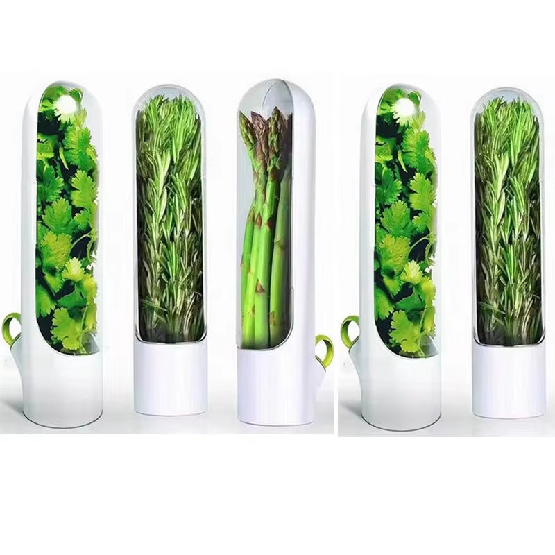 1/2/3/8PCS White Herb Saver Storage Container Fresh Herb Keeper Vanilla Vegetables Fresh Preservation Bottle for Refrigerator