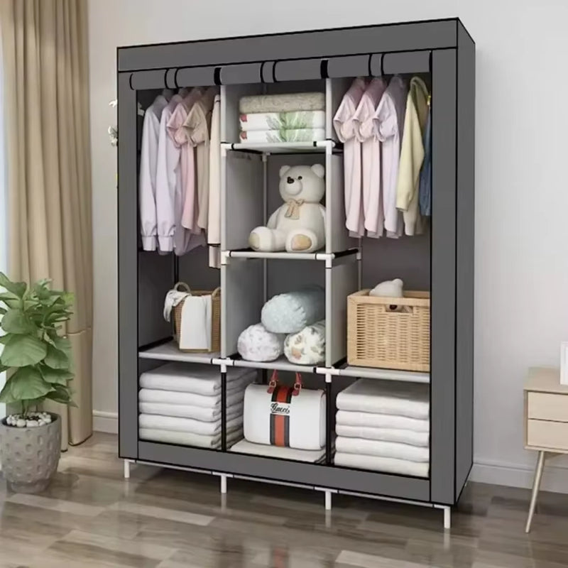 Simple Cloth Wardrobe Enlarged Open Closet Large Capacity Portable Folding Cupboard Organizer Dustproof Clothing Storage Shelves