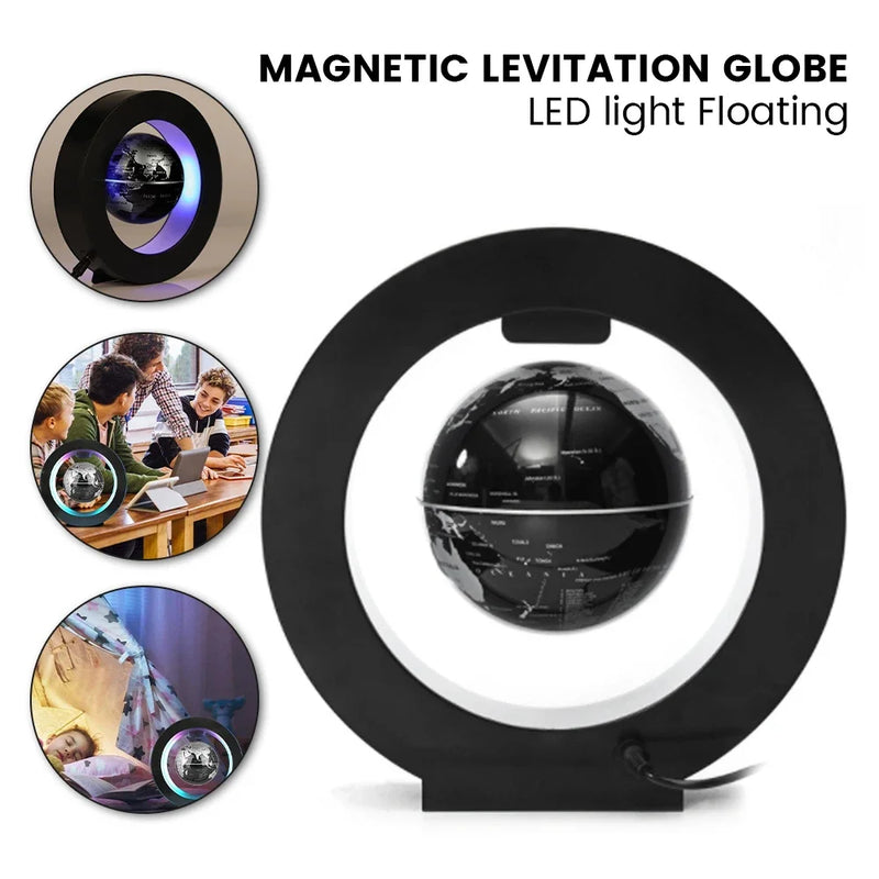 Magnetic Levitation Ball LED Rotating Earth Floating Light O/C Shaped Bedside Lamp Novel Birthday Gift