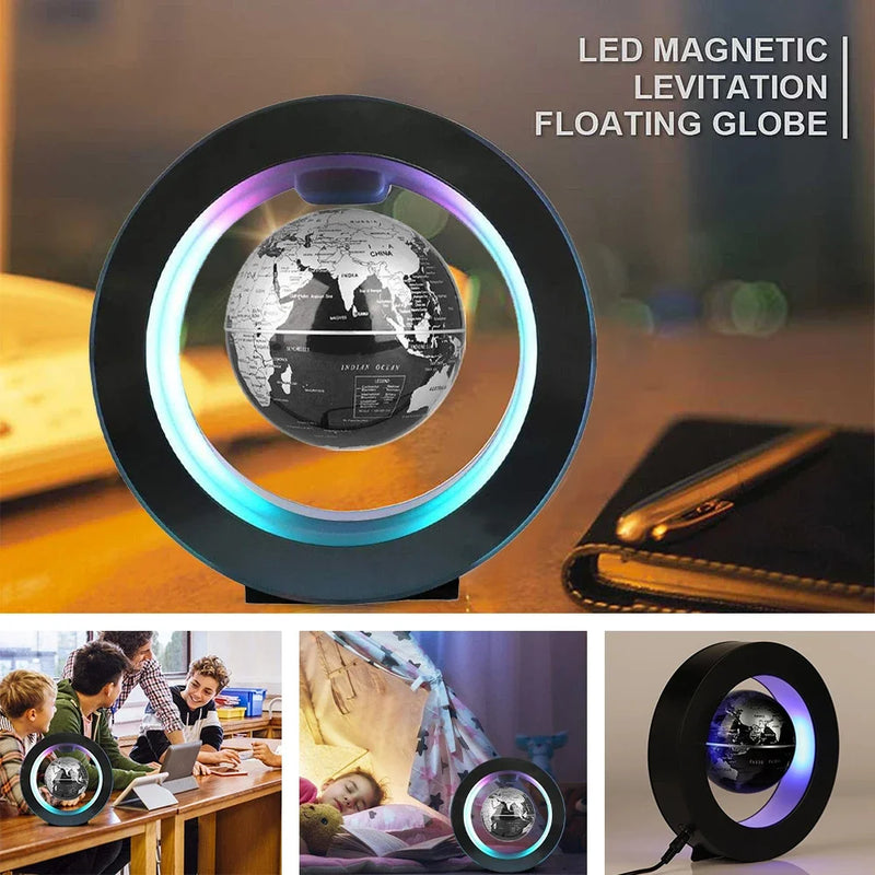 Magnetic Levitation Ball LED Rotating Earth Floating Light O/C Shaped Bedside Lamp Novel Birthday Gift