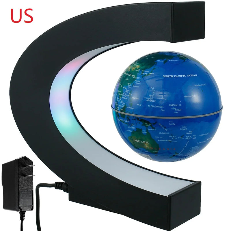 Magnetic Levitation Ball LED Rotating Earth Floating Light O/C Shaped Bedside Lamp Novel Birthday Gift