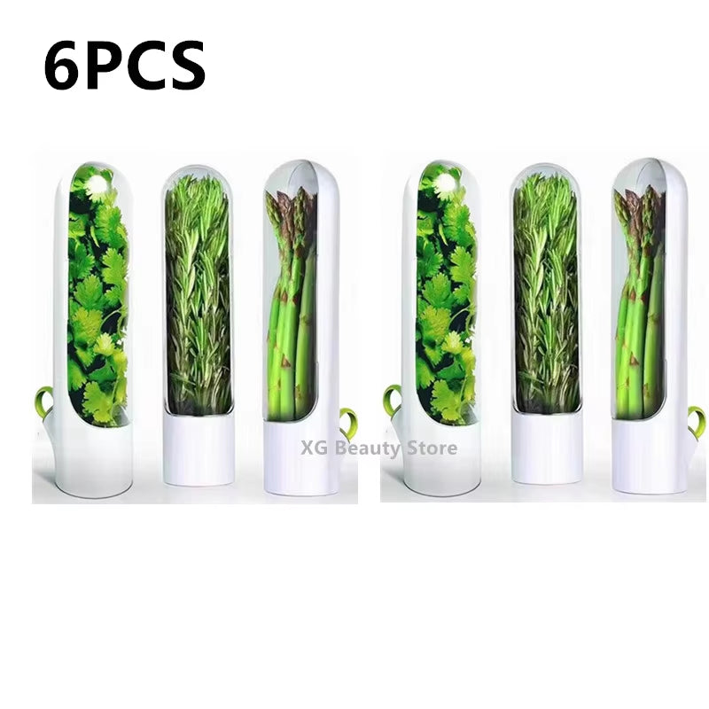 1/2/3/8PCS White Herb Saver Storage Container Fresh Herb Keeper Vanilla Vegetables Fresh Preservation Bottle for Refrigerator