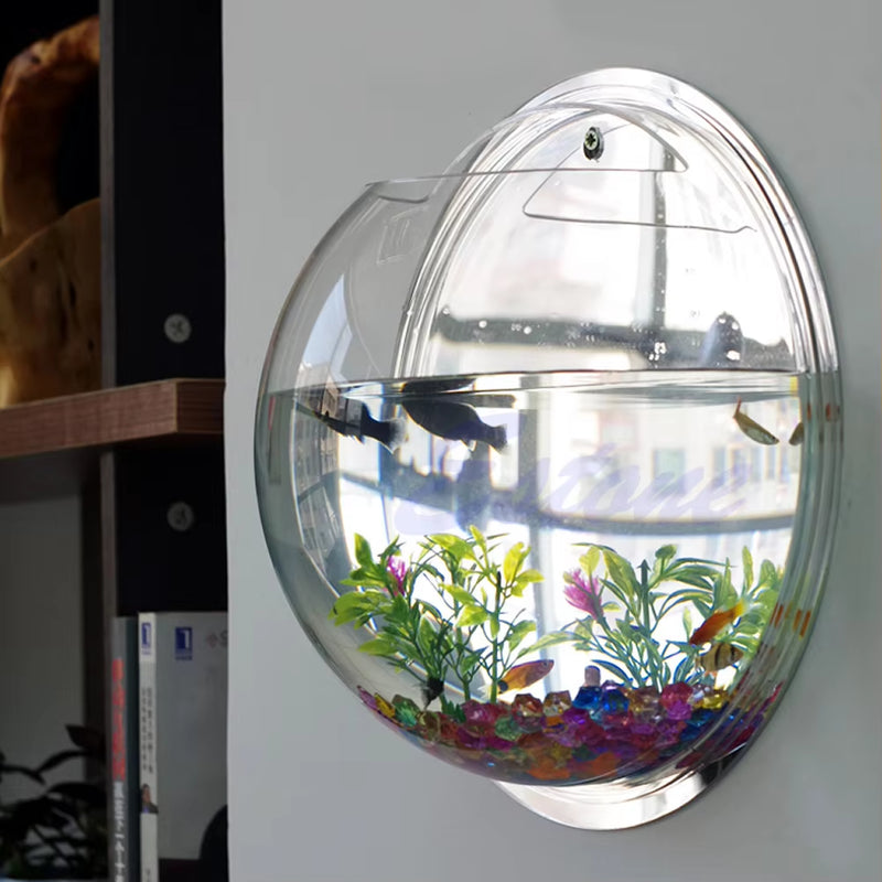 Wall Mounted Acrylic Fish Bowl Transparent Wall Hanging Fish Tank Wall Mounted Aquarium Wall Plant Pot Planter