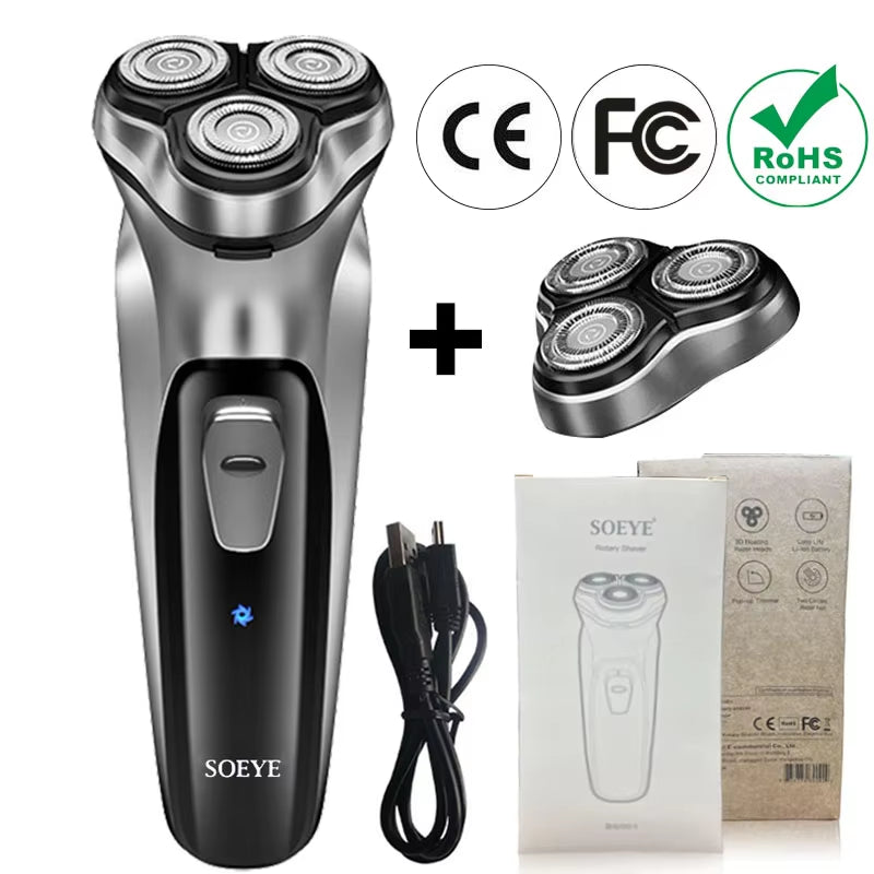 Men'S Electric Shaver for Men Shaving Machine  Beard Trimmer 3D Floating Blade Washable USB Recharge Hair Cutting Machine