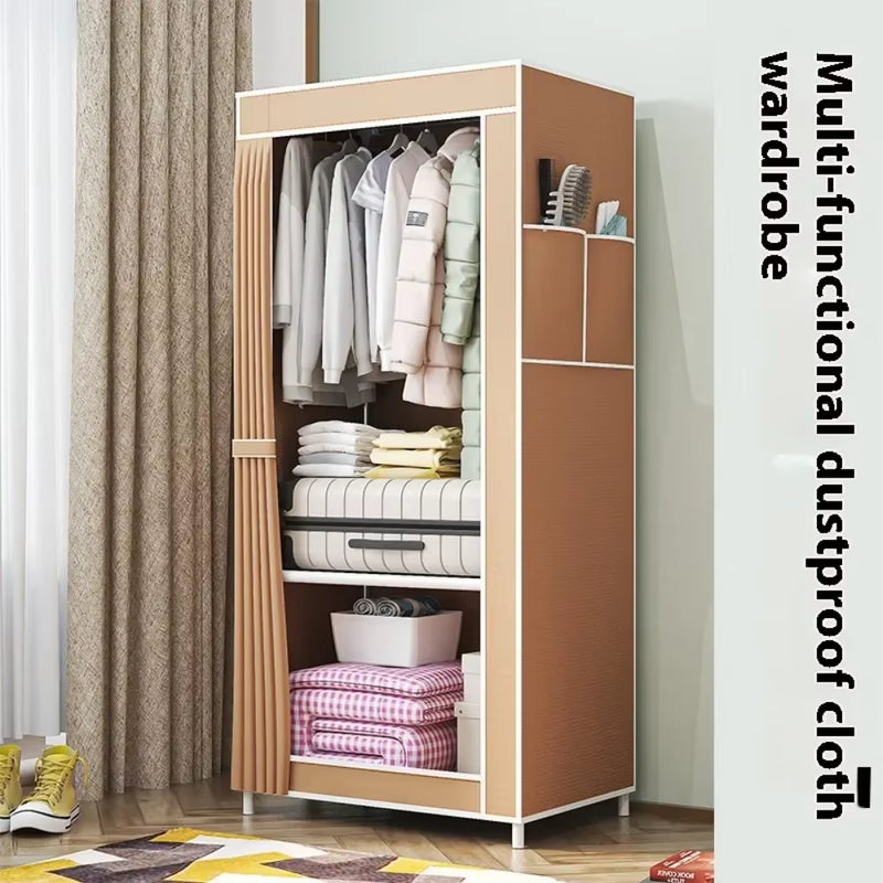 Simple Cloth Wardrobe Enlarged Open Closet Large Capacity Portable Folding Cupboard Organizer Dustproof Clothing Storage Shelves