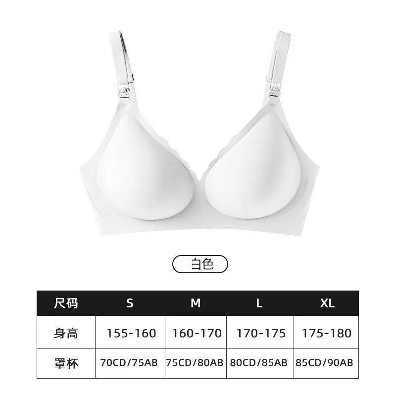 Front Open Nursing Bra Maternity Jelly Gel Laser Cutting Seamless Underwear Ultra Thin Breastfeeding Bra for Pregnant Women