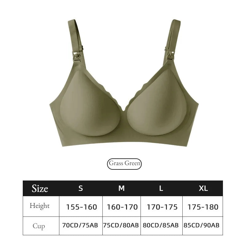 Front Open Nursing Bra Maternity Jelly Gel Laser Cutting Seamless Underwear Ultra Thin Breastfeeding Bra for Pregnant Women