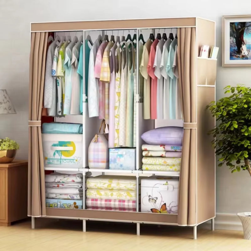 Simple Cloth Wardrobe Enlarged Open Closet Large Capacity Portable Folding Cupboard Organizer Dustproof Clothing Storage Shelves